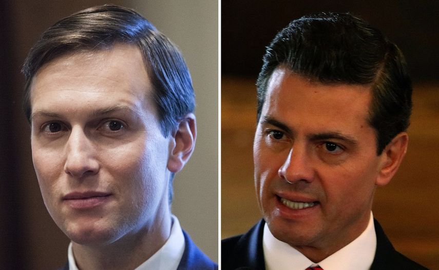 Jared Kushner, asesor y yerno del presidente Donald Trump, y el presidente mexicano, Enrique Peña Nieto.