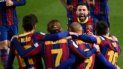 Los jugadores del Barcelona celebran su tercer gol anotado por el delantero danés del Barcelona Martin Braithwaite Los jugadores del Barcelona celebran su tercer gol anotado por el delantero danés del Barcelona Martin Braithwaite