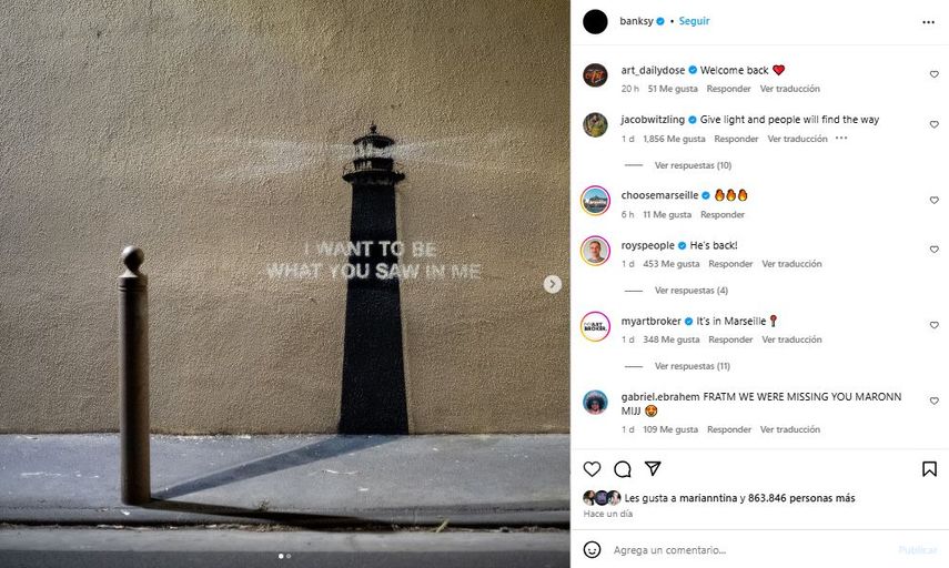 Obra de Banksy en Marsella, Francia.