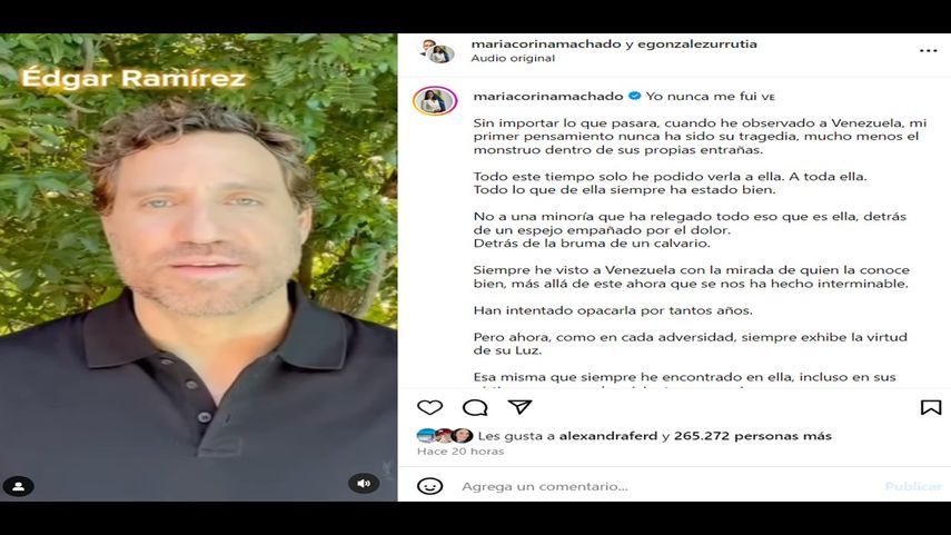 Édgar Ramírez, uno de los artistas venezolanos en el exilio que se suma a la campaña Yo nunca me fui como parte de las elecciones presidenciales 2024 en Venezuela.