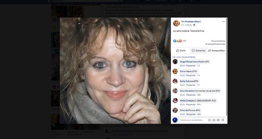 La actriz cubana Yolandita Ruiz falleci&oacute; este martes 1ro de octubre en Madrid.&nbsp;