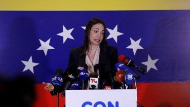 La candidata por la Plataforma Unitaria, María Corina Machado, el 24 de octubre de 2023.