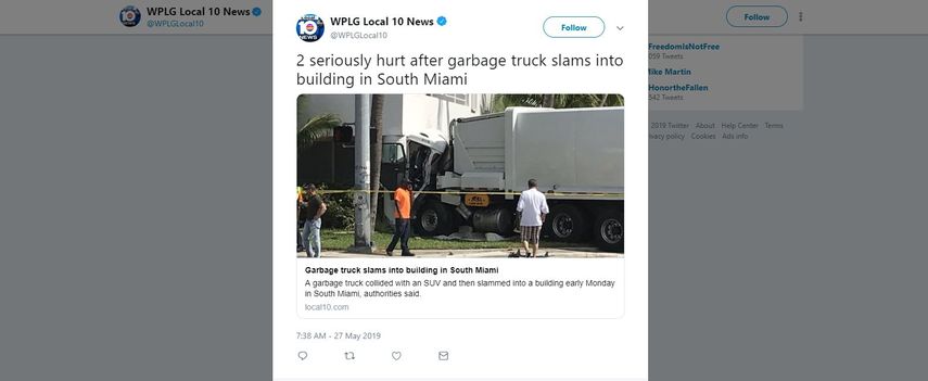 Dos personas tuvieron que ser atendidas por los paramédicos en el lugar, señaló el canal de noticias&nbsp;Local10.