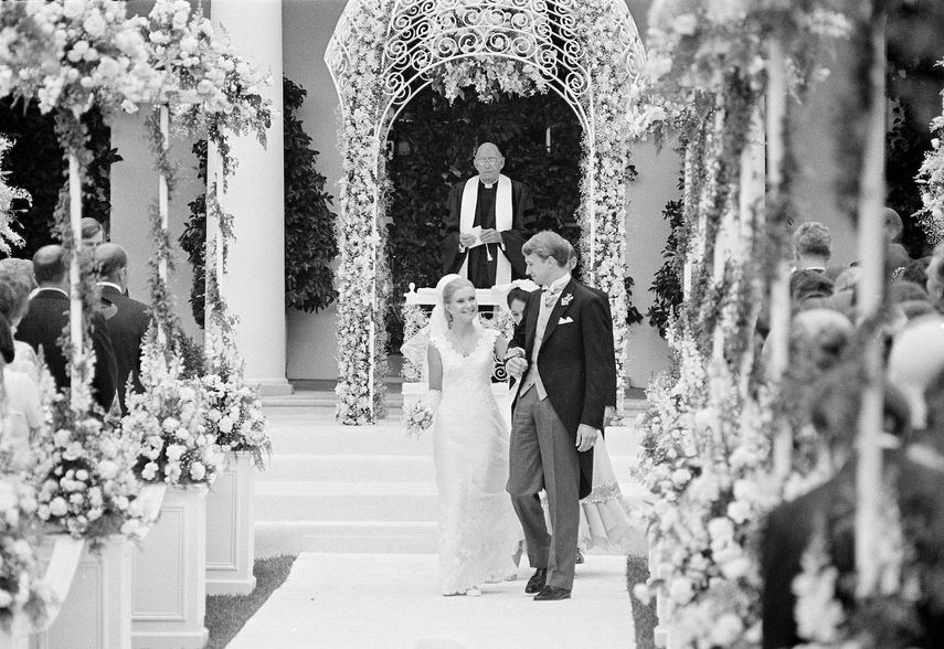 Tricia Nixon, hija del presidente Nixon, el día de su boda con Edward Finch Cox, en una ceremonia realizada en la Casa Blanca el 12 de junio de 1971.&nbsp;