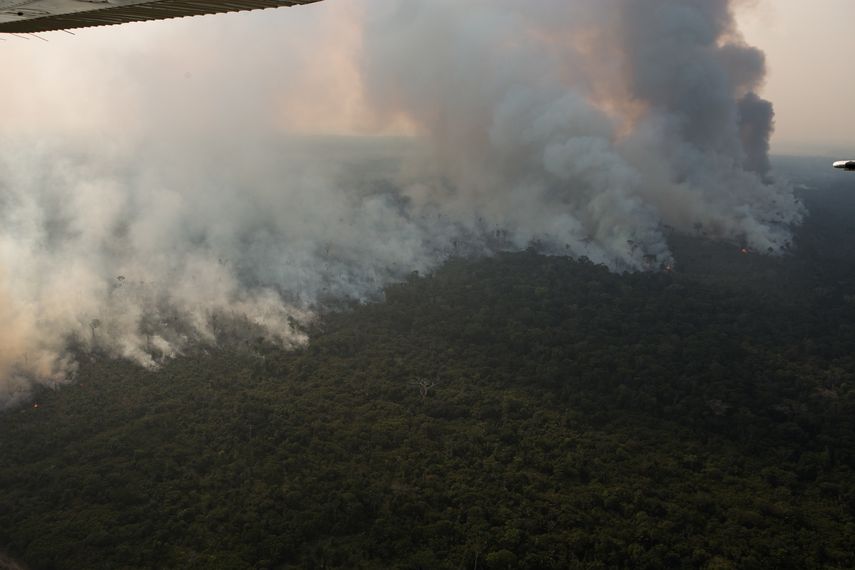 Vista aérea de los incendios en el Amazonas, en la zona de Porto Velho.&nbsp;