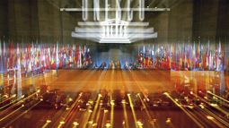 Fotografía de archivo con efecto zoom que muestra una vista general durante una asamblea general de la Organización de Naciones Unidas para la Educación, la Ciencia y la Cultura (UNESCO), en París, Francia.&nbsp;