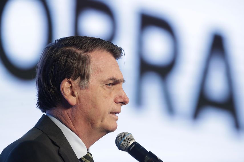 El presidente de Brasil Jair Bolsonaro habla durante la apertura del Congreso Brasileño sobre Acero, en Brasilia, Brasil, el miércoles 21 de agosto del 2019