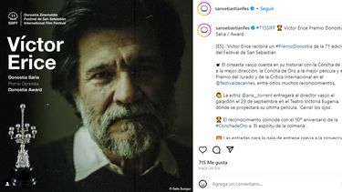 El director Víctor Erice será homenajeado por el Festival de San Sebastián.