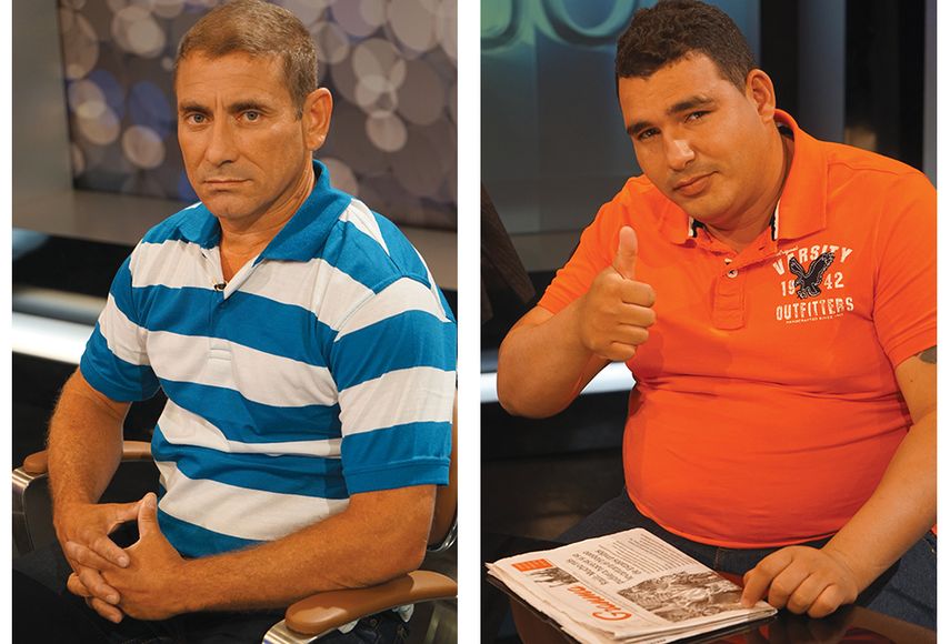 Michel Herrera Cala y Hareton Jaime Rodríguez Sariol, durante su comparecencia en AméricaTeve, en Miami. (LUIS L. LEÓN)