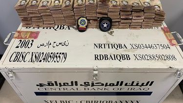 Fotografía de una caja fuerte del Banco Central de Irak incautada en Brasil con millones de bolívares venezolanos.