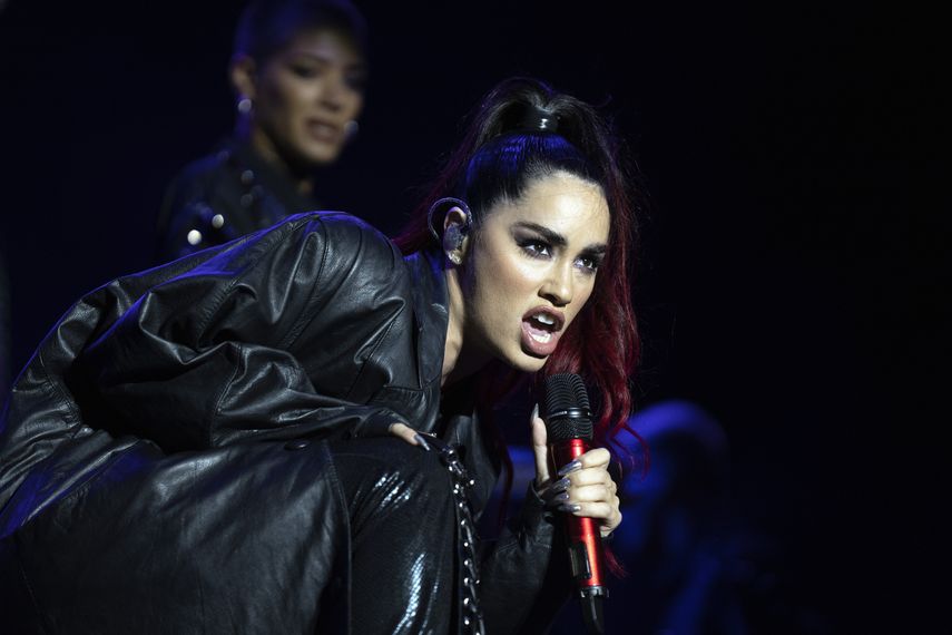 La cantante argentina Lali Espósito durante su presentación en el festival Here we are para celebrar el mes de las mujeres en Montevideo, Uruguay, el domingo 19 de marzo de 2023.
