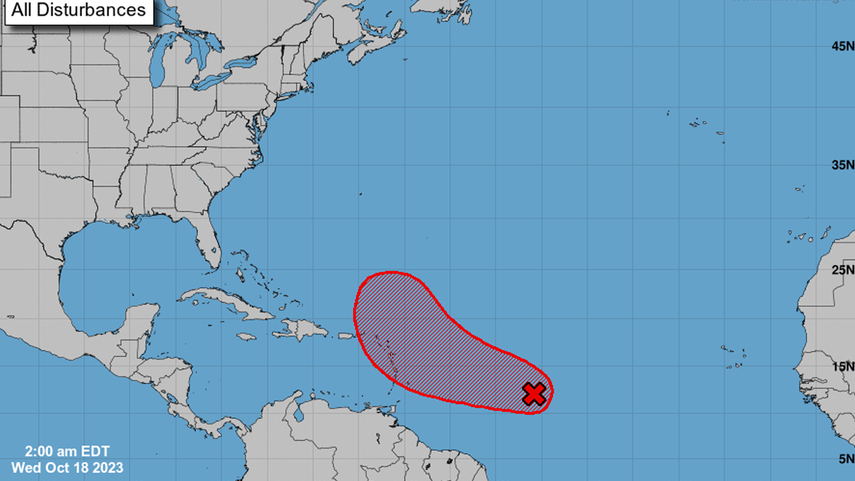 Trayectoria de la que sería la tormenta tropical Tammy.