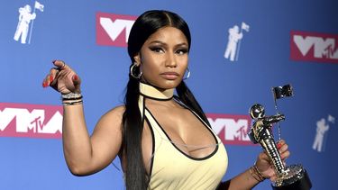Nicki Minaj posa en la sala de prensa tras ganar el premio MTV al mejor video de hip hop, por Chun-Li, el 20 de agosto de 2018 en Nueva York.&nbsp;