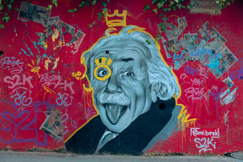 Un cartel inspirado en Albert Einstein.