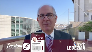 Captura de pantalla del video donde Ledezma anuncia la App Freedom Social Technology.&nbsp;