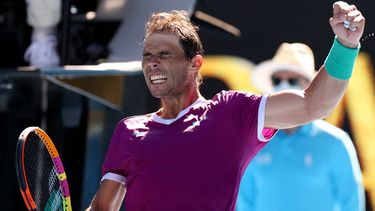 Rafa Nadal celebra el set ganado en el Abierto de Australia