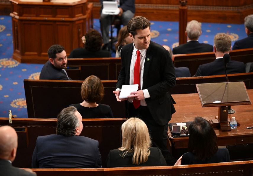 El legislador republicano Matt Gaez, representante por Florida, durante la primera sesión legislativa del año en Washington.