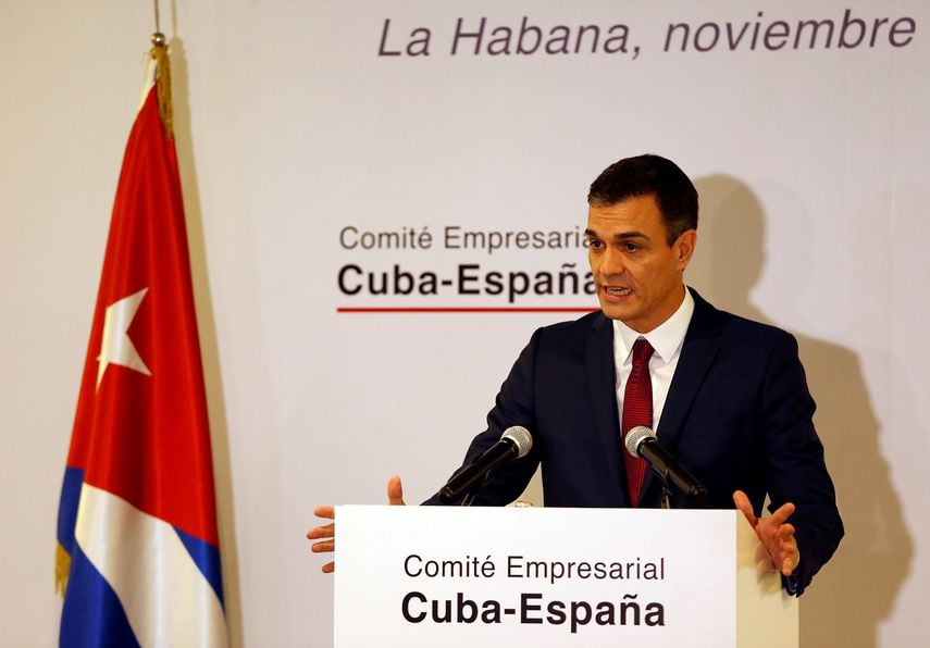 El presidente del Gobierno de España, Pedro Sánchez, en la inauguración del Foro Empresarial/Comercial España-Cuba, realizado en La Habana.