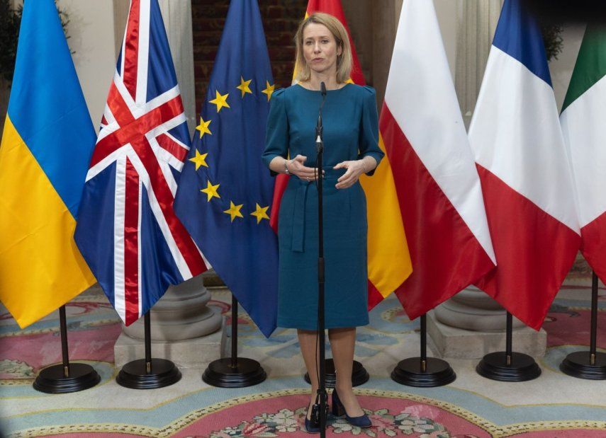 La Alta representante de la Unión para Asuntos Exteriores y Política de Seguridad, Kaja Kallas, durante la reunión ministerial sobre seguridad europea y Ucrania, en el Palacio de Viana, a 31 de marzo de 2025
