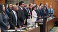 Comitiva de Venezuela encabezada por Delcy Rodríguez en la Corte de La Haya donde se dirime la controversia sobre el Esequibo, en la cual también estuvo presente la de Guayana, este 11 de mayo de 2026.&nbsp; 