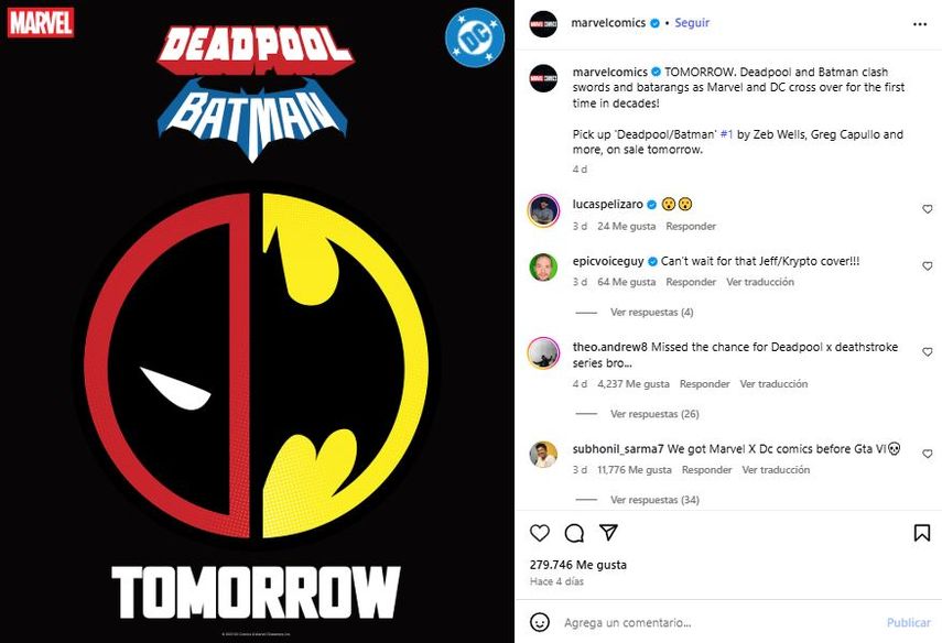 Marvel anunció que el volumen Deadpool/Batman #1 ya está disponible.&nbsp;