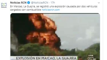 Noticia rese&ntilde;ada por RCN en las redes sociales.&nbsp;