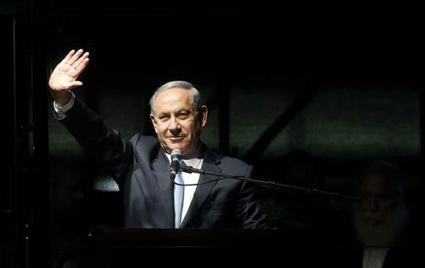 El primer ministro israelí el domingo en un acto de campaña. (EFE)