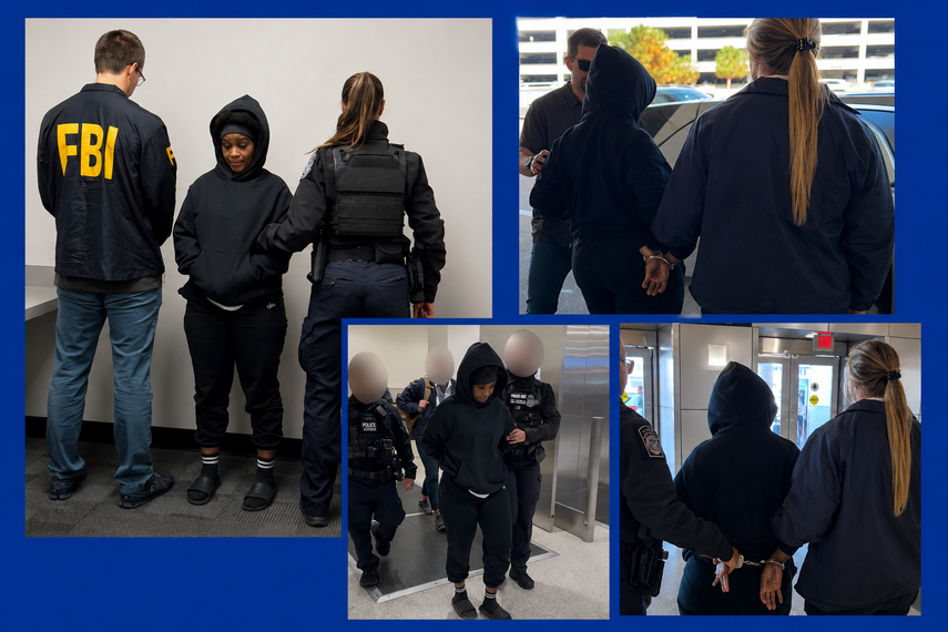 Elaine Angene Escoe, de 41 años durante su captura en el Aereopuerto Internacional de Miami.