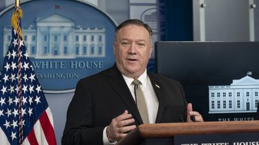 El secretario de Estado Mike Pompeo en una conferencia de prensa en la Casa Blanca.