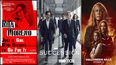 En esta combinación de fotos, el arte promocional de Rita Moreno: Just a Girl Who Decided to Go for It, Succession y Halloween Kills.