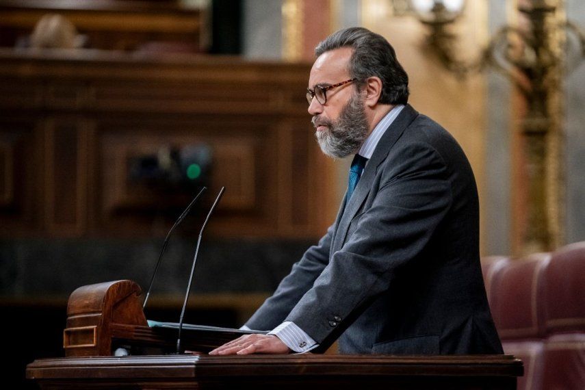 El diputado de Vox en el Congreso, José María Sánchez García, interviene durante una sesión plenaria, en el Congreso de los Diputados, Madrid.&nbsp;