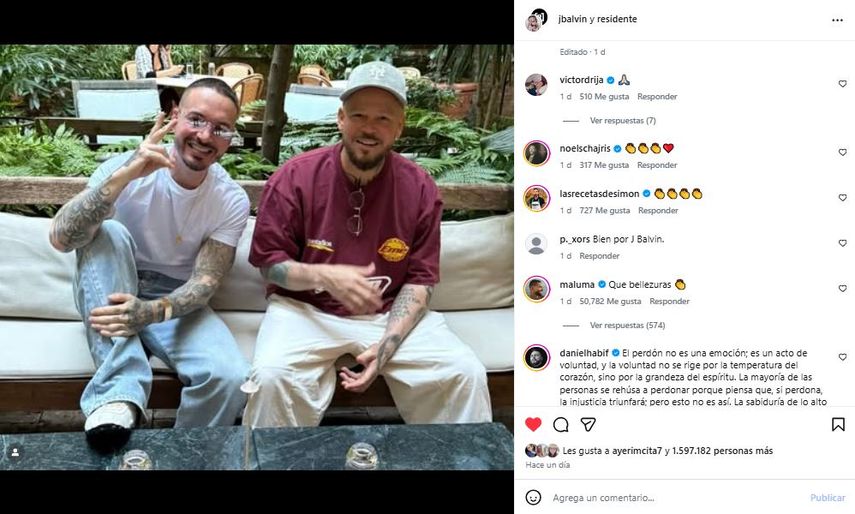 El colombiano J Balvin y el boricua Residente posan juntos tras años de diferencias personales.&nbsp;