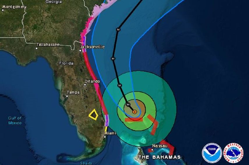 Pronóstico de proyección del huracán Dorian a las 8:00 am del martes 3 de septiembre.