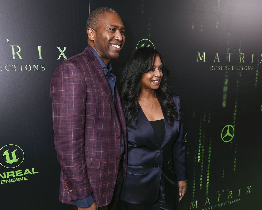 Tony West y Maya Harris asisten a la proyección de estreno de The Matrix Resurrections, en el Teatro Castro el 18 de diciembre de 2021 en San Francisco, California.