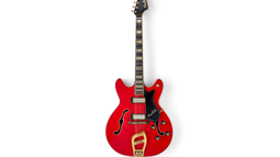Fotografía cedida por la casa de subastas Sothebys que muestra la guitarra Hagstrom rojo cereza de Elvis Presley. &nbsp;