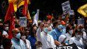 El presidente encargado de Venezuela Juan Guaidó en la protesta parta exigir el ingreso de vacunas. El presidente encargado de Venezuela Juan Guaidó en la protesta parta exigir el ingreso de vacunas.