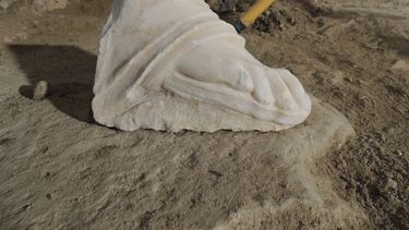 Pieza hallada en las obras en San Pedro el Viejo de Huesca.