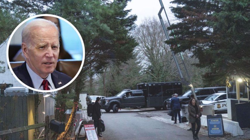 El acceso a la casa del presidente Joe Biden en Wilmington, Delaware.