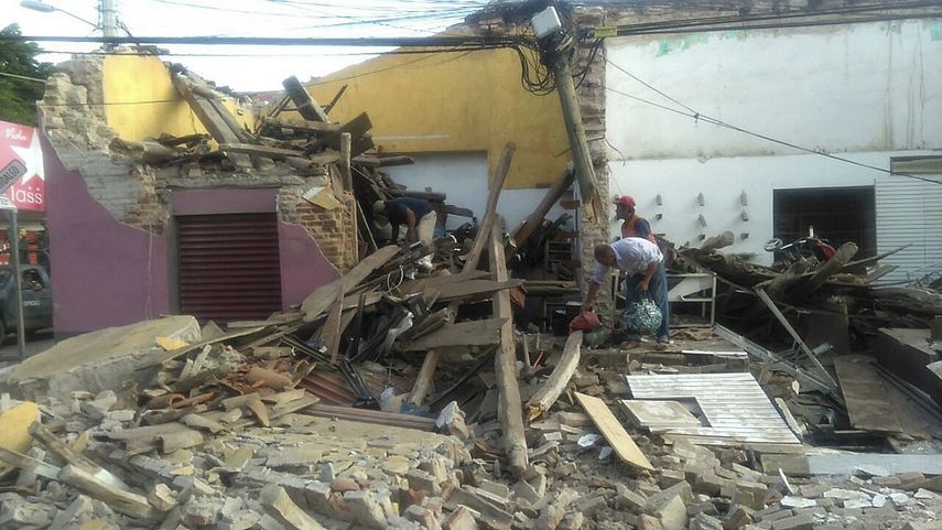 Vista parcial de los daños tras el fuerte sismo de magnitud 8.2 en la escala de Richter que sacudió la noche del jueves 7 bde septiembre a México. 