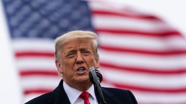 El presidente Donald Trump pronuncia un discurso, en enero de 2021, en Álamo, Texas.&nbsp;