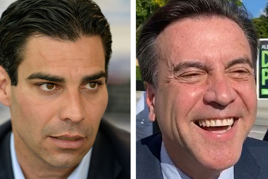 El alcalde Miami, Francis Su&aacute;rez, y el exsenador estatal de Florida Alex D&iacute;az de la Portilla.