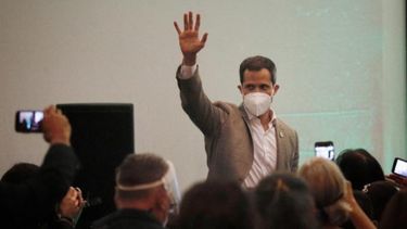 El presidente encargado de Venezuela Juan Guaidó en el acto de aniversario del partido Copei