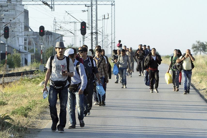 Un grupo de inmigrantes procedentes de Siria camina rumbo a los países de la Unión Europea. Francia se ha convertido en el cuarto país de acogida tras Alemania, Suecia e Italia. (EFE)