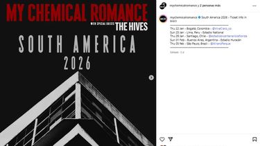 Flyer de la gira por Sudamérica de My Chemical Romance.