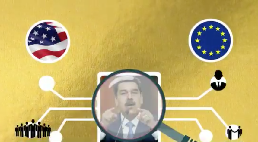 Una captura de pantalla del video compartido por el comisionado Julio Borges, donde analiza la ruta del tráfico de oro realizado por el régimen de Venezuela.&nbsp;