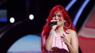 La cantante colombiana Karol G se presenta durante el 62º Festival Internacional de la Canción de Viña del Mar en Viña del Mar, Chile, el 19 de febrero de 2023.