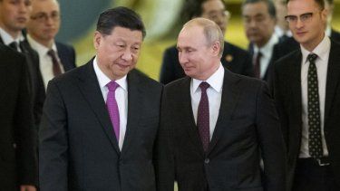 El presidente de China Xi Jinping y el presidente ruso Vladimir Putin. 