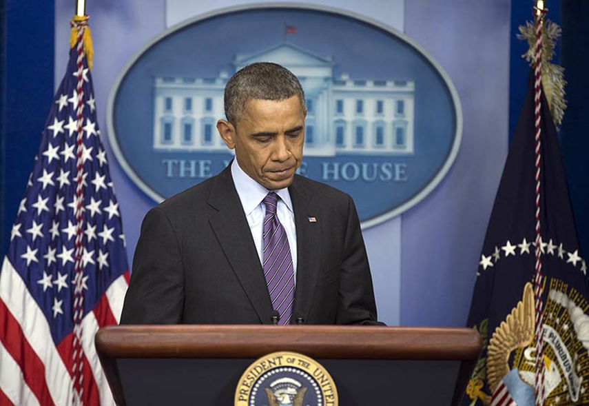 El presidente Barack Obama durante la intervención que hizo el jueves en la Casa blanca al conocerse el fallecimiento de Nelson Mandela. (AP)