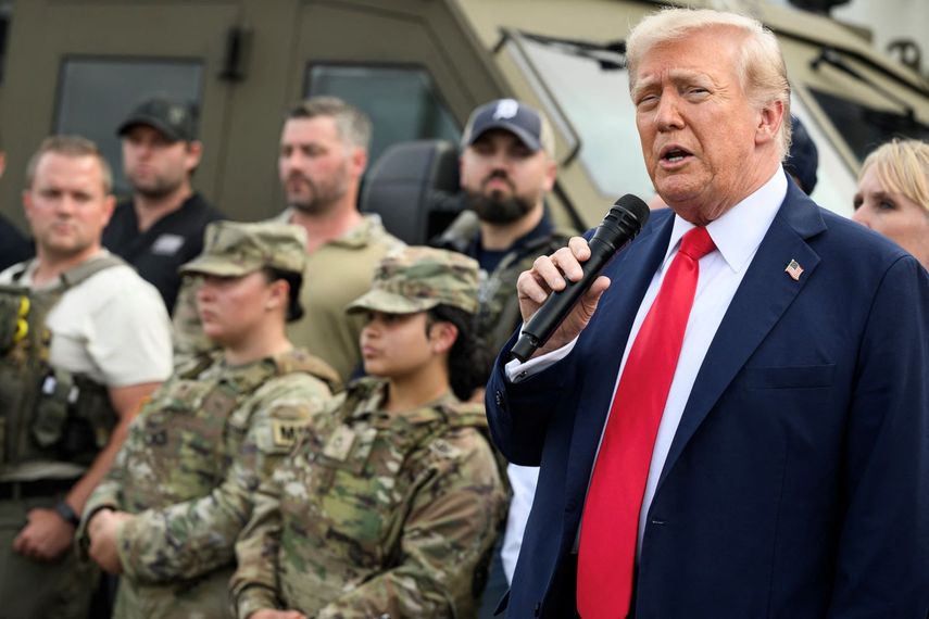 El presidente de Estados Unidos habla a las tropas de la Guardia Nacional desplegadas en la capital estadounidense.