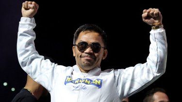 El filipino Manny Pacquiao saluda a los presentes en el MGM Grand de Las Vegas, el 18 de julio de 2025. El filipino Manny Pacquiao saluda a los presentes en el MGM Grand de Las Vegas, el 18 de julio de 2025.